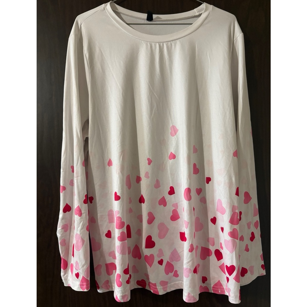 Heart Patterned Long Sleeve Top